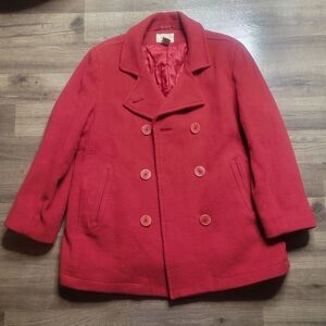 L.L. Bean Peacoat Women's Size 14 Lambswool  Thinsulate Double Breasted Pockets